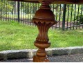 Stately Well Carved And Finished Trestle Table On Two Ends With Glass Top
