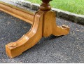 Stately Well Carved And Finished Trestle Table On Two Ends With Glass Top