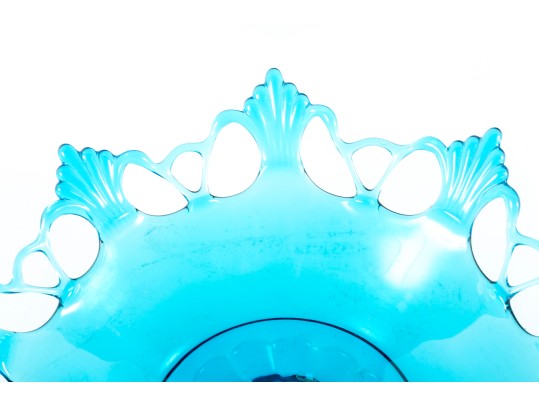 Vintage 1950's Westmoreland Blue Glass Ring & Petal Bowl