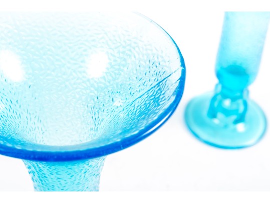 Tiffin Glass Brilliancy Candlestick In Sky Blue