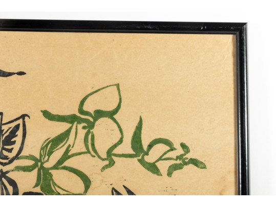 Oil On Rice Paper Belize City Plants Framed Art