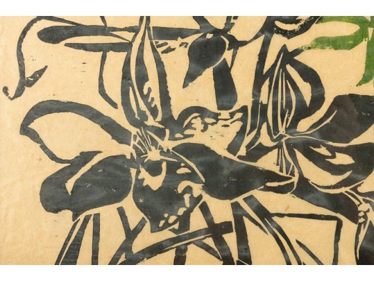 Oil On Rice Paper Belize City Plants Framed Art