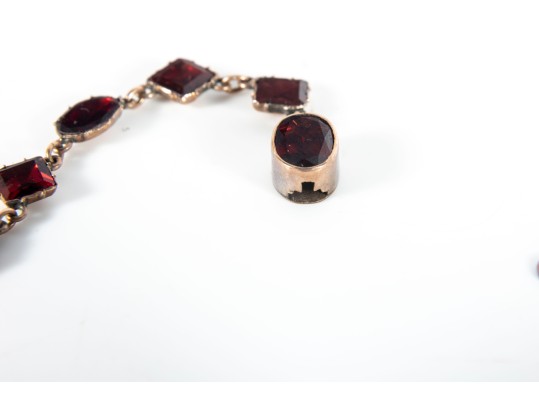 9k Gold Lovely Antique Victorian Foil Backed Garnet Fringe Choker Necklace