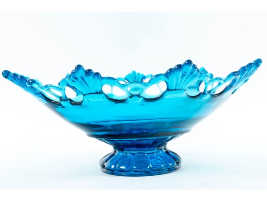 Vintage 1950's Westmoreland Blue Glass Ring & Petal Bowl