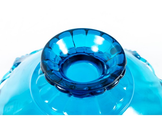 Vintage 1950's Westmoreland Blue Glass Ring & Petal Bowl