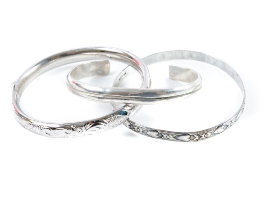 Three Incised Sterling Silver Bracelets 