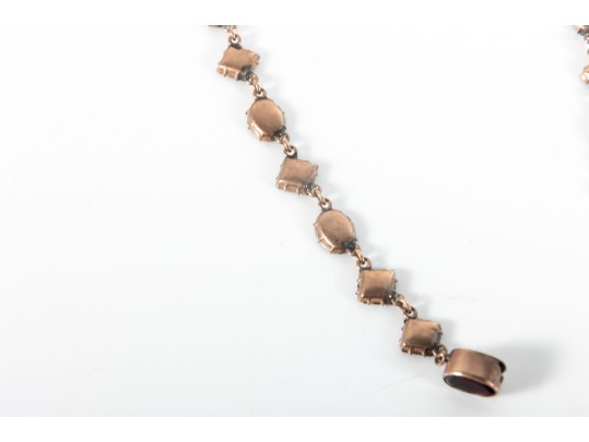 9k Gold Lovely Antique Victorian Foil Backed Garnet Fringe Choker Necklace