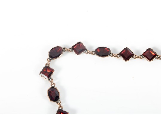 9k Gold Lovely Antique Victorian Foil Backed Garnet Fringe Choker Necklace