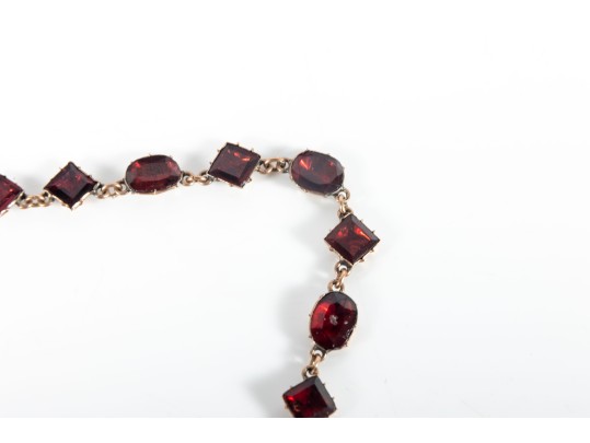 9k Gold Lovely Antique Victorian Foil Backed Garnet Fringe Choker Necklace