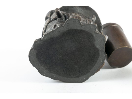 Antique Brass & Bronze Lion Inkwells