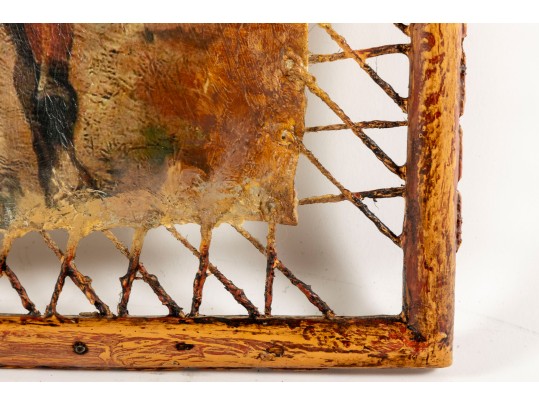 Dax Cordrau Western Oil On Leather Painting