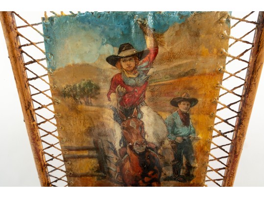 Dax Cordrau Western Oil On Leather Painting