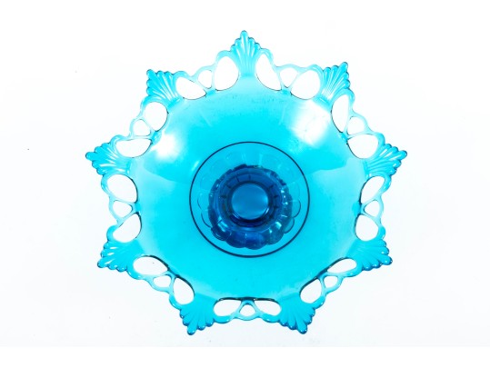 Vintage 1950's Westmoreland Blue Glass Ring & Petal Bowl