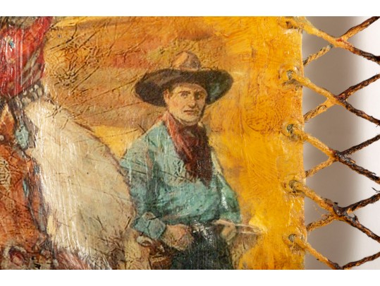Dax Cordrau Western Oil On Leather Painting