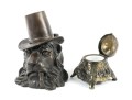 Antique Brass & Bronze Lion Inkwells