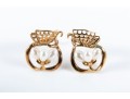 Franklin Mint 14k Yellow Gold Cultured Pearl Butterfly-Motif Earrings And Pendant