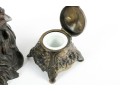 Antique Brass & Bronze Lion Inkwells
