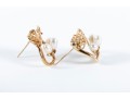 Franklin Mint 14k Yellow Gold Cultured Pearl Butterfly-Motif Earrings And Pendant