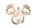 Franklin Mint 14k Yellow Gold Cultured Pearl Butterfly-Motif Earrings And Pendant
