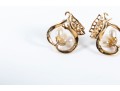 Franklin Mint 14k Yellow Gold Cultured Pearl Butterfly-Motif Earrings And Pendant