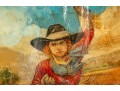 Dax Cordrau Western Oil On Leather Painting