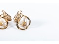 Franklin Mint 14k Yellow Gold Cultured Pearl Butterfly-Motif Earrings And Pendant