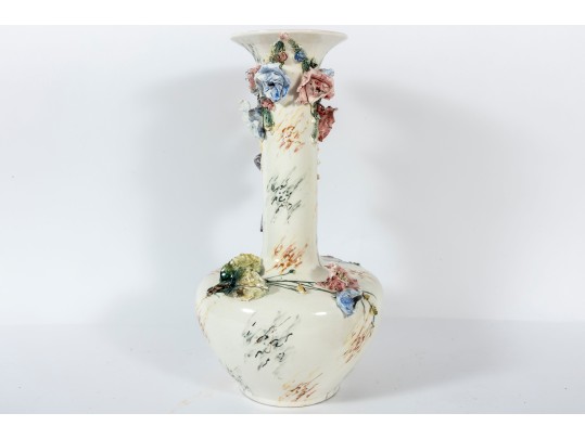 Vintage Capodimonte Style Floral Slip Vase