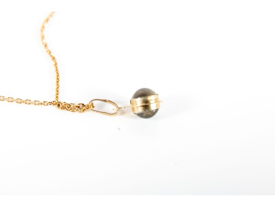 14k Yellow Gold Dainty Glass Evil Eye Pendant Necklace