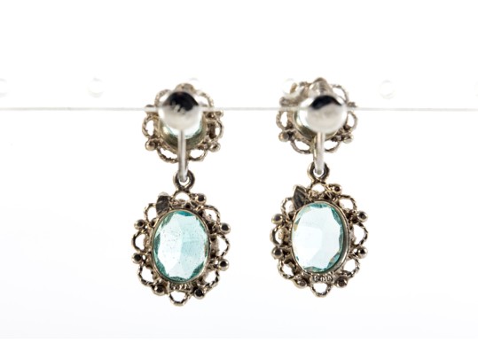 14K Gold Palladium Plated Aquamarine Earrings