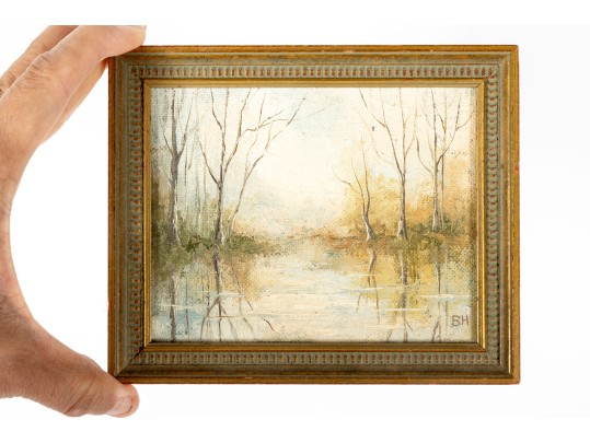 Berle Hudson (American, 20th C.) Miniature Oil On Board Painting
