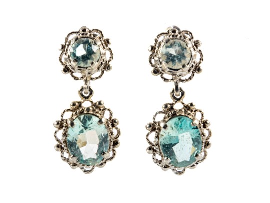 14K Gold Palladium Plated Aquamarine Earrings
