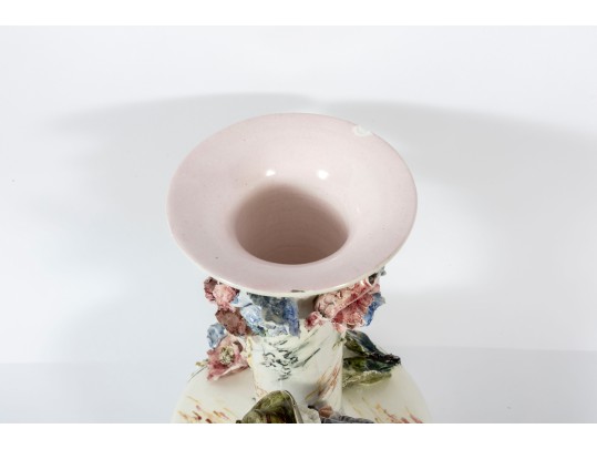 Vintage Capodimonte Style Floral Slip Vase