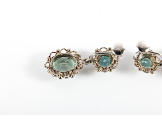 14K Gold Palladium Plated Aquamarine Earrings