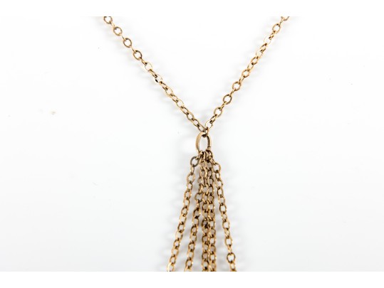 !4K Yellow Gold Necklace With Glass Beads