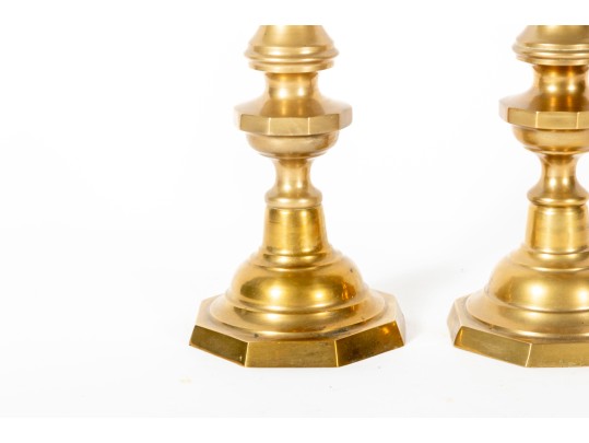 Pair Of Vintage Cast Brass Candlestick Holders