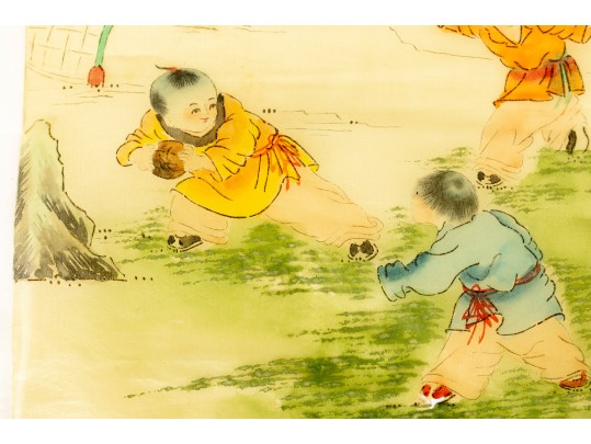 Pair Of Antique Chinese Silk Paintings