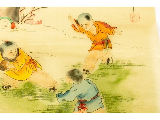 Pair Of Antique Chinese Silk Paintings