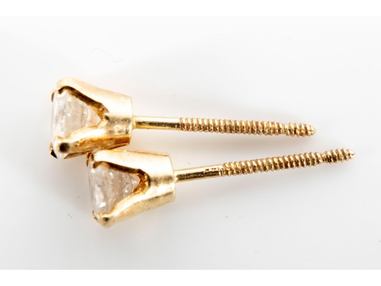 14k Yellow Gold Moissanite Stud Earrings