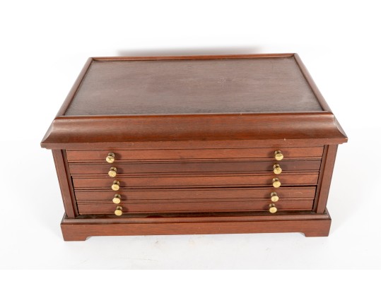 Mahogany 5 Drawer Coin Collectors Box Case