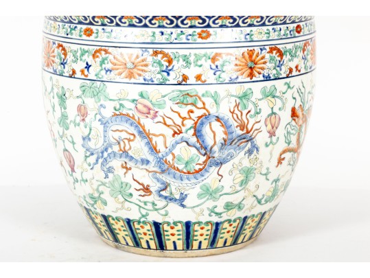 19th Century Chinese Export Rose Famille Koi Fish Planter