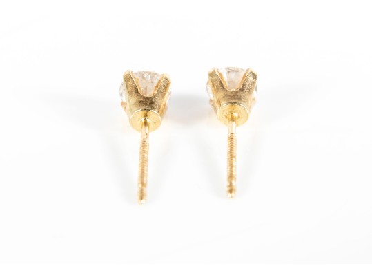 14k Yellow Gold Moissanite Stud Earrings