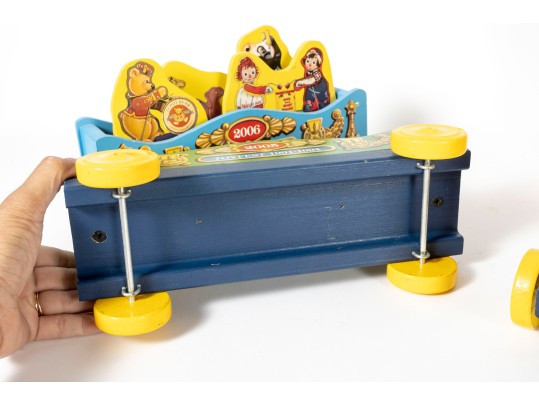 Early 2000's Fisher Price Toy Town Toyfest Wood Carts