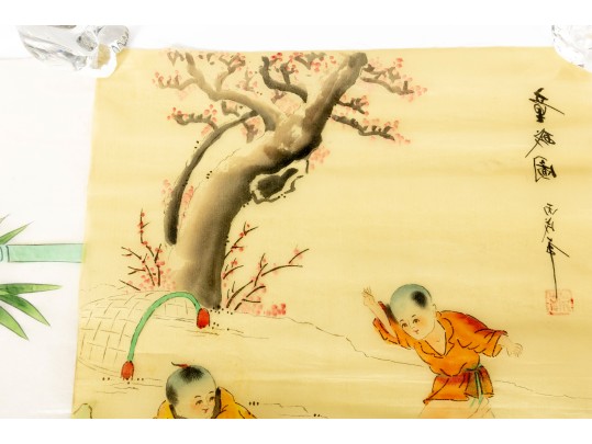 Pair Of Antique Chinese Silk Paintings