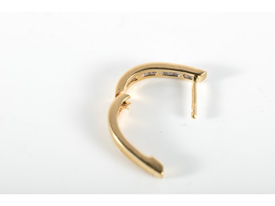 14k Yellow Gold Diamond Hoop Earrings