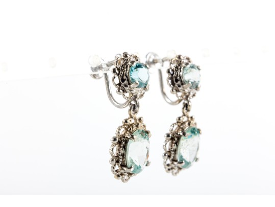 14K Gold Palladium Plated Aquamarine Earrings