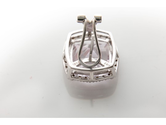 18k White Gold Cushion Fantasy Cut Amethyst And Diamond Halo Earrings