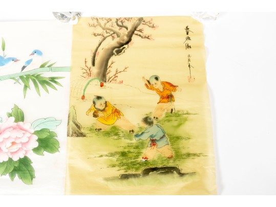 Pair Of Antique Chinese Silk Paintings