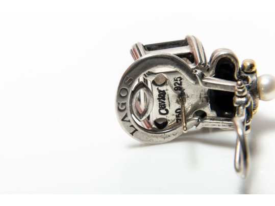 Caviar By Lagos Sterling Silver And 18k Smoky Quartz And Cultured Pearl Earrings