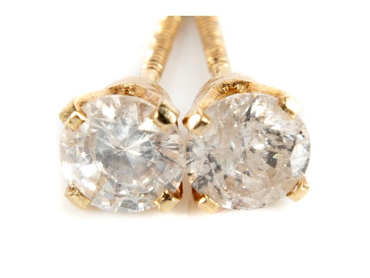 14k Yellow Gold Moissanite Stud Earrings