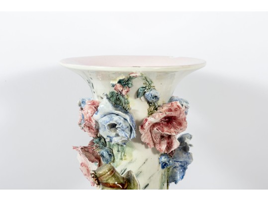 Vintage Capodimonte Style Floral Slip Vase
